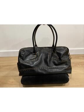 Vintage 2000s XOXO Large Carryall Handbag Brown Whipstitch Y2K Travel Bag Boho